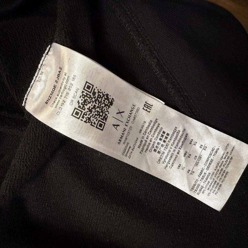 Armani Exchange Hoodie Mens XL Black Spell Out Full Zip Hooded Warm Up - Picture 4 of 6